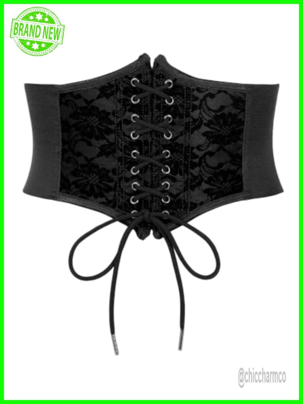 Wide Elastic Lace-Up Corset Belt Renaissance Waist Tied Waspie
